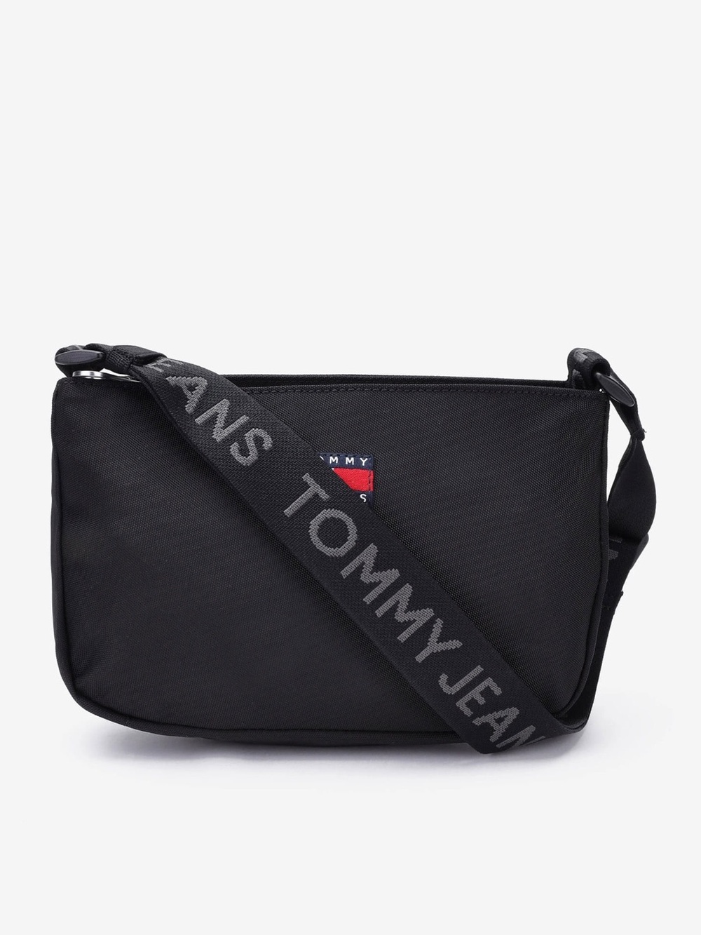Tommy Hilfiger Black Messenger Bag with Branded Strap
